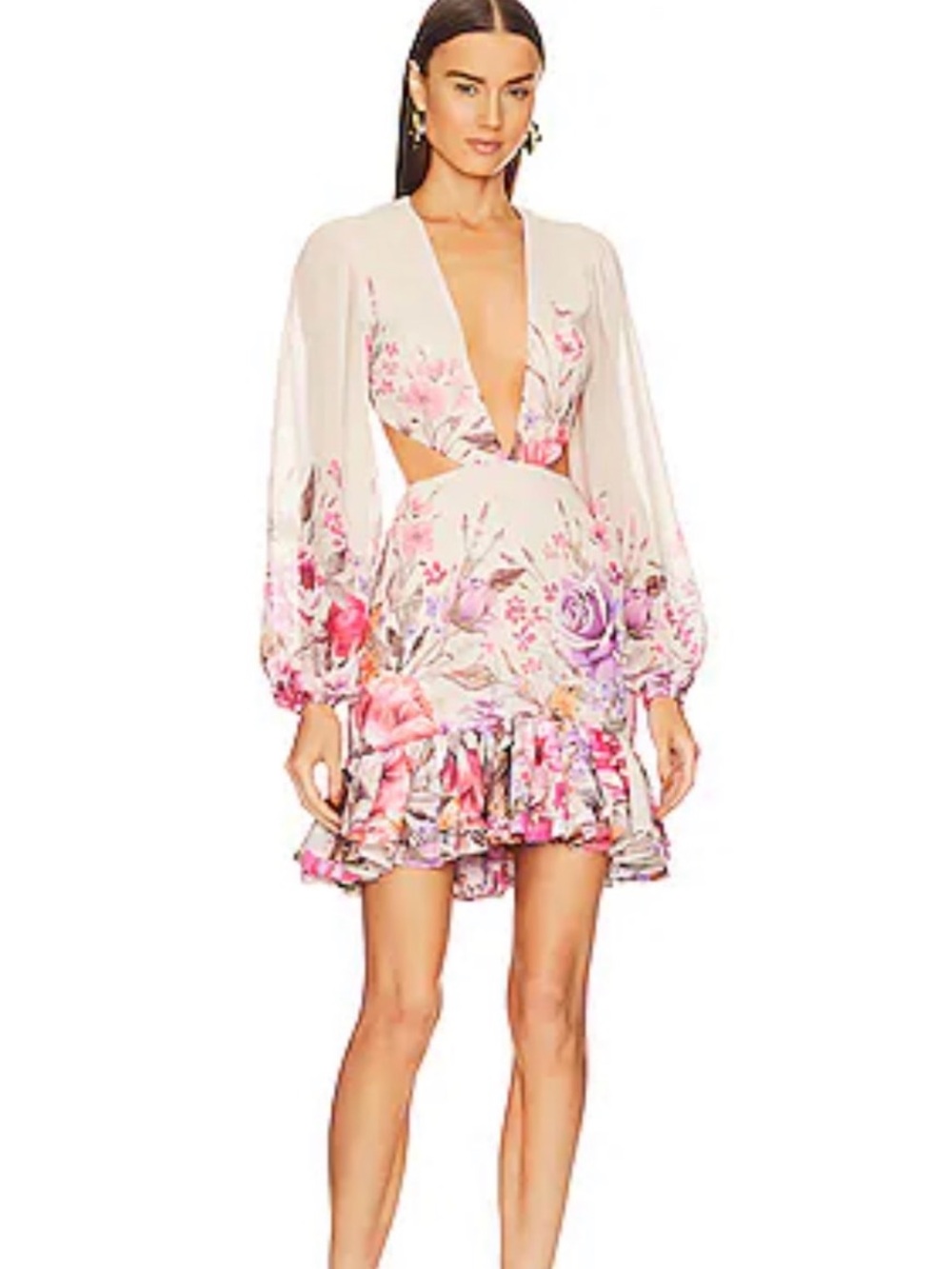 Michael Costello Blush Pink Floral Cutout Mini Dress brand new never wore !
